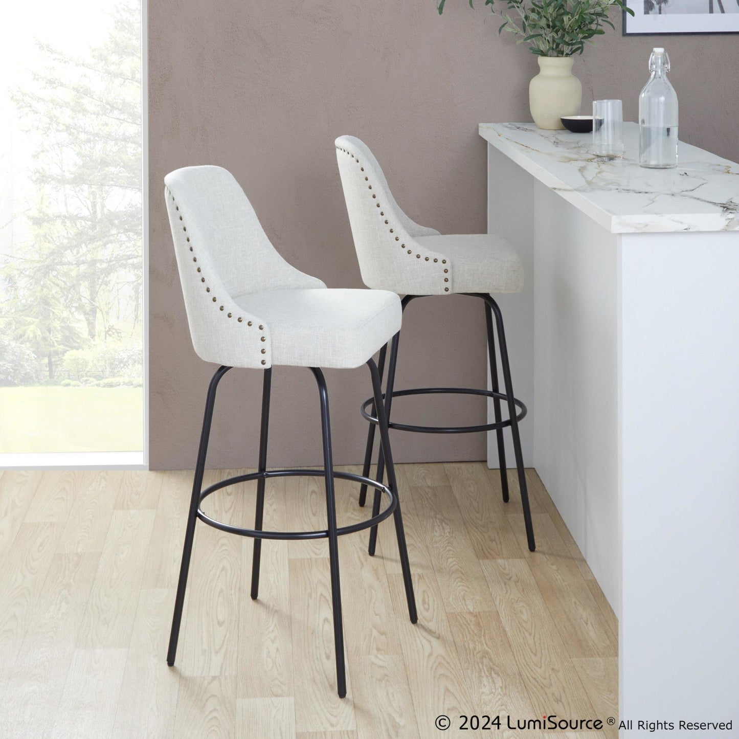 Majestic Office Furniture Marcel 30" Fixed-Height Barstool - Set of 2