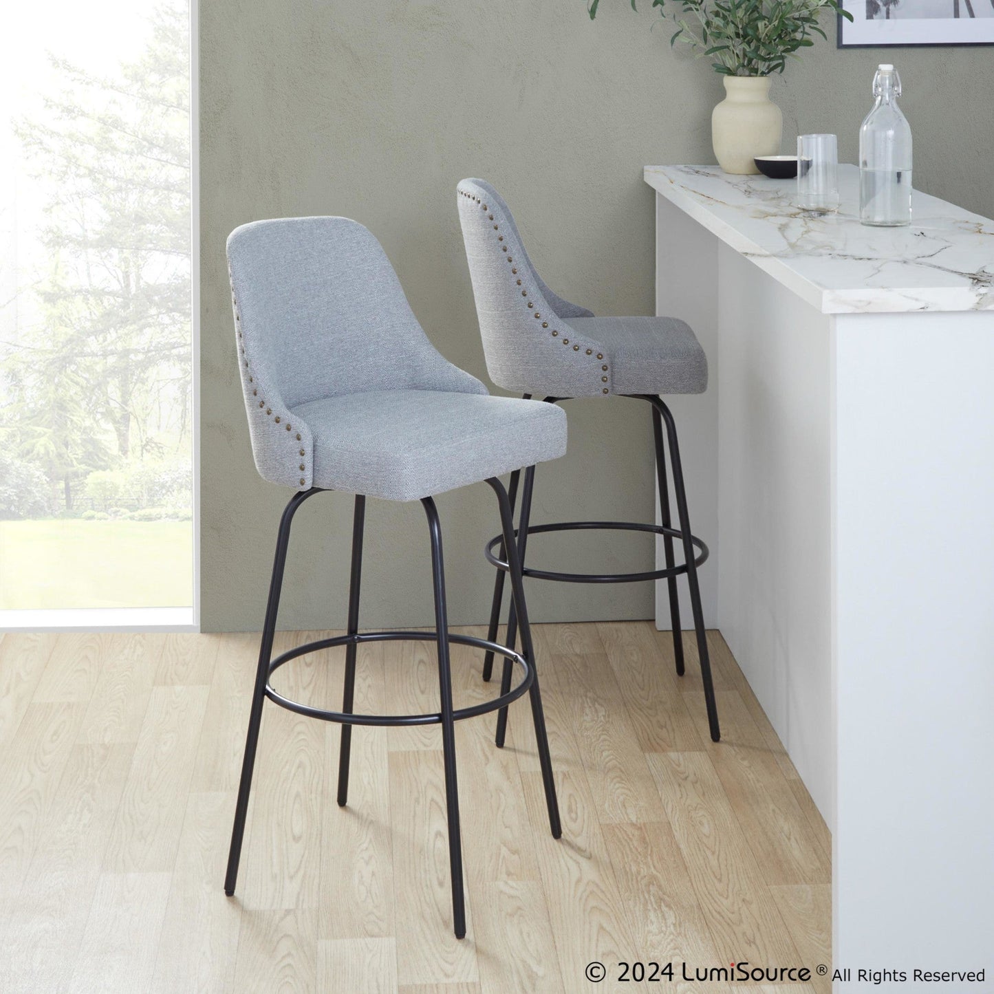 Majestic Office Furniture Marcel 30" Fixed-Height Barstool - Set of 2