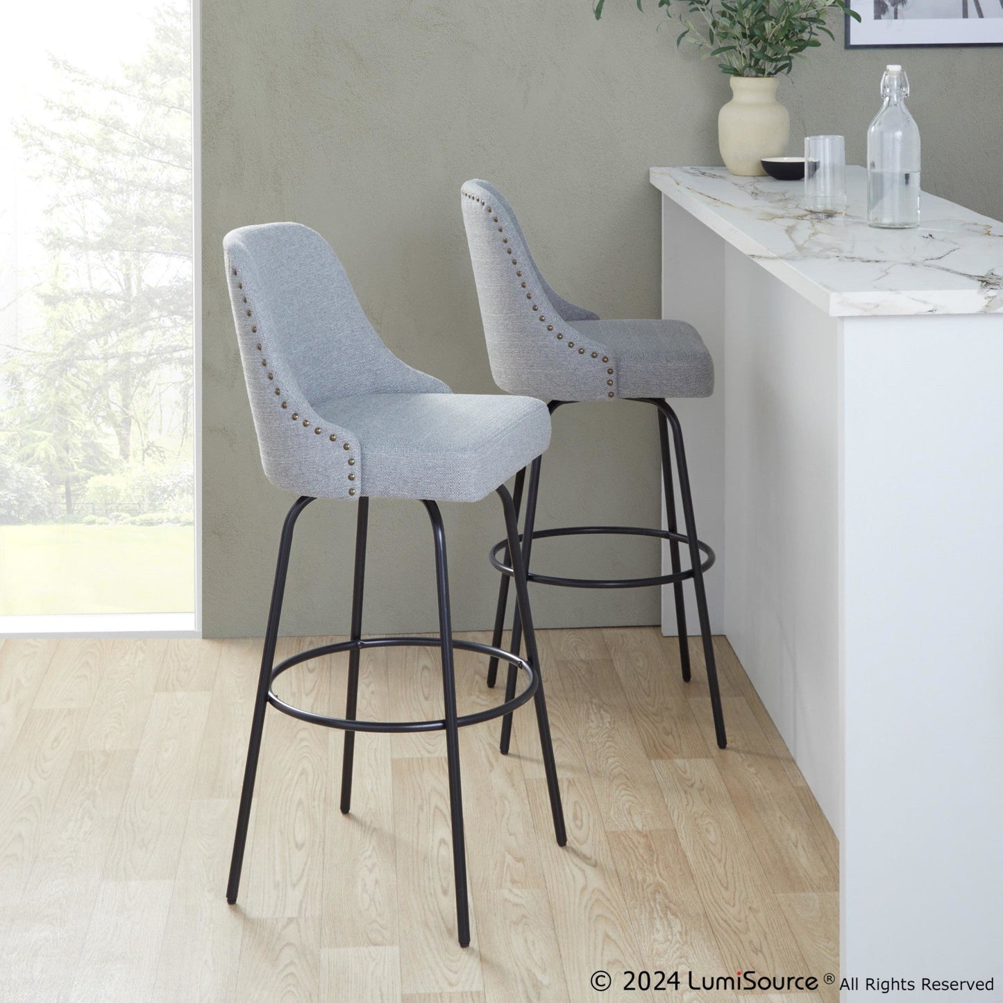 Majestic Office Furniture Marcel 30" Fixed-Height Barstool - Set of 2