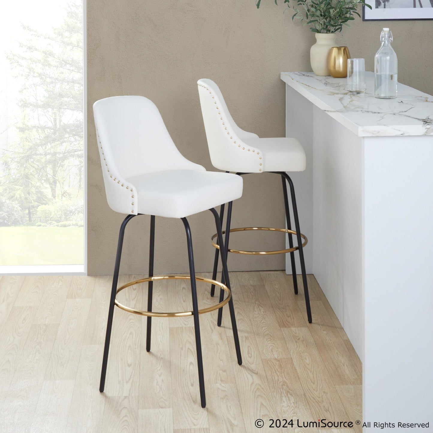 Majestic Office Furniture Marcel 30" Fixed-Height Barstool - Set of 2