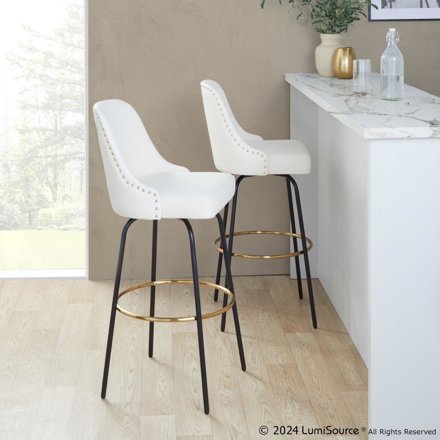 Majestic Office Furniture Marcel 30" Fixed-Height Barstool - Set of 2
