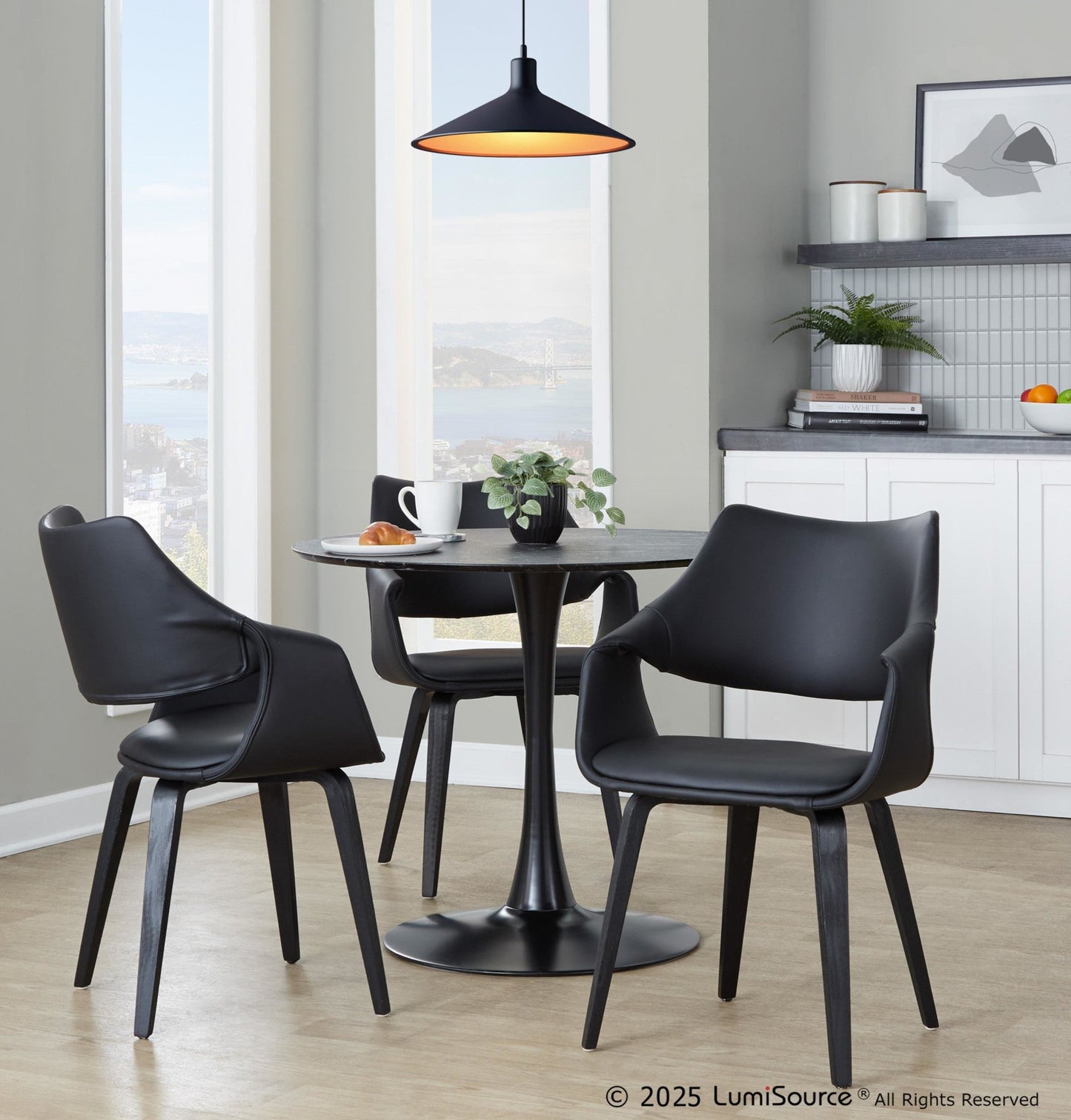 Lumisource Curvo High Back Upholstered Chair - Set of 2