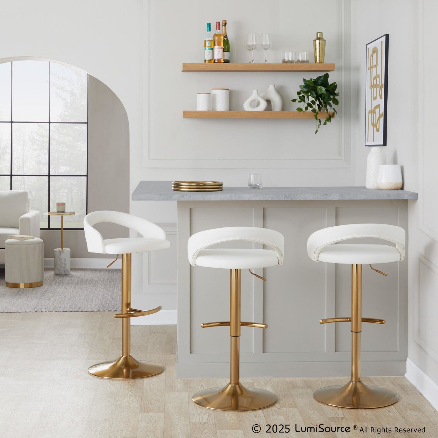Majestic Office Furniture Upholstered Adjustable Barstool - Set of 2
