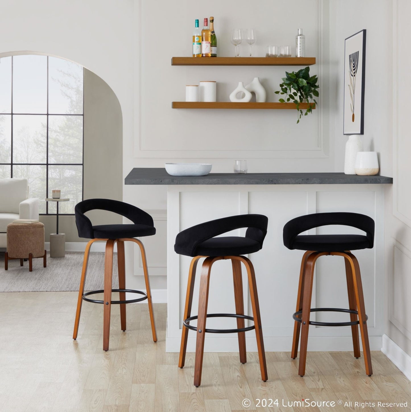 Majestic Office Furniture Upholstered 30" Fixed-Height Barstool - Set of 2