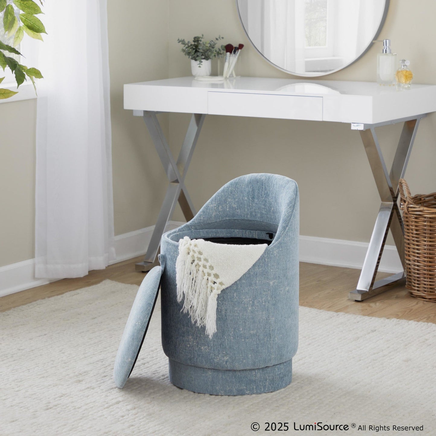 Lumisource Marla 18" Upholstered Vanity Stool