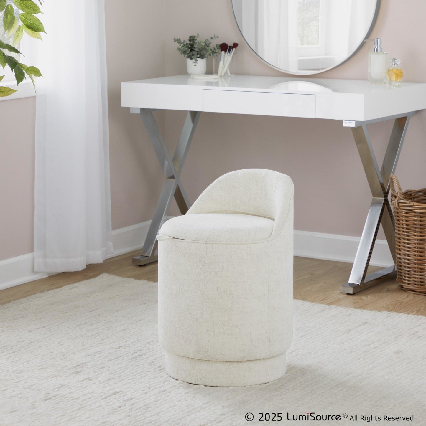 Lumisource Marla 18" Upholstered Vanity Stool