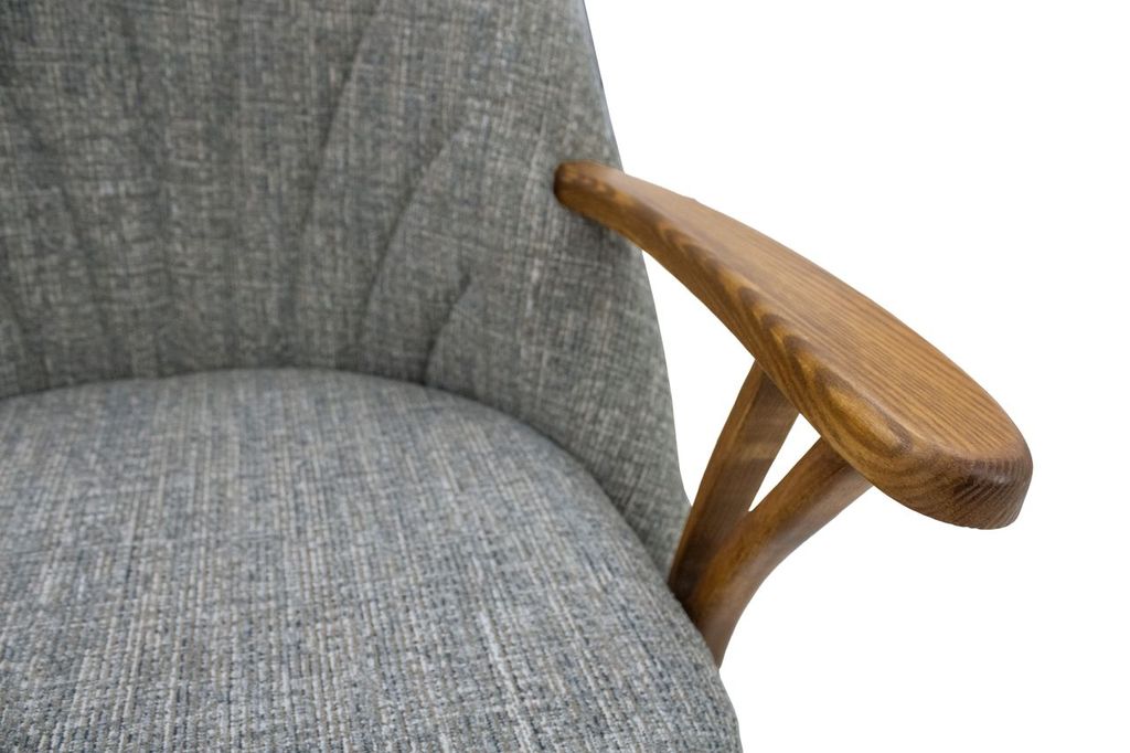 Chromcraft ZIP Ship CM127 Casual Dining Chair Caster Swivel Tilt Fabric Dinning Chair in Chestnut Finish