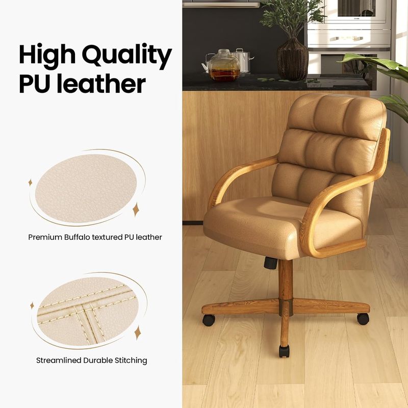Chromcraft Douglas D9520 Casual Dining Chair Caster Swivel Tilt Fabric Dinning Chair with PU upholstery