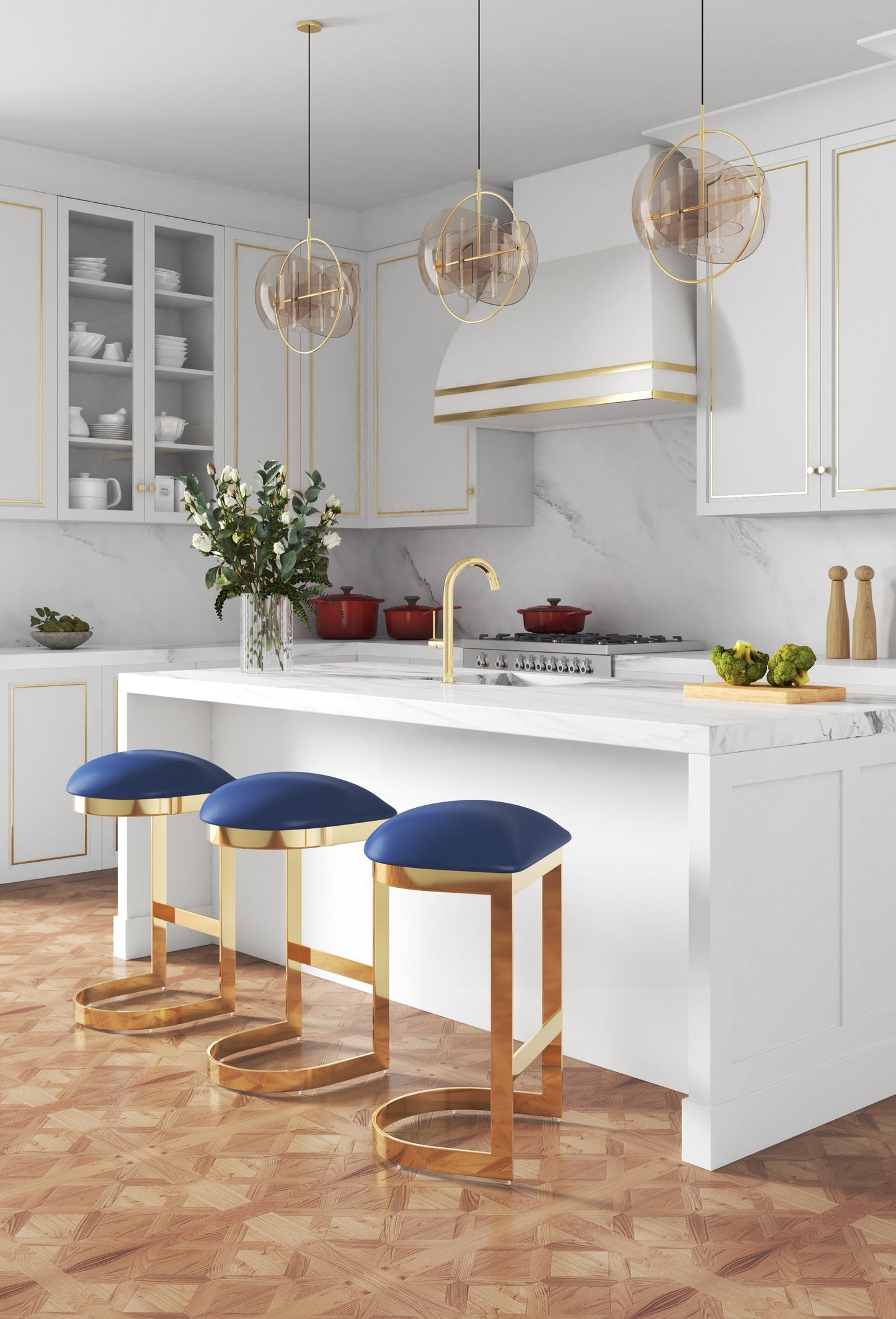 Manhattan Comfort Aura Bar Stool - Set of 3