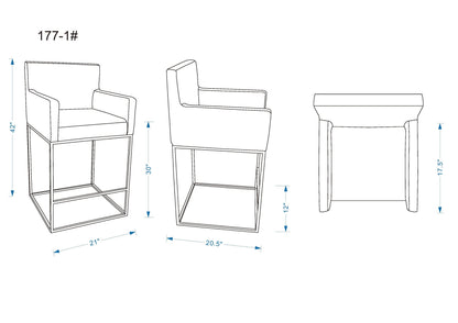 Manhattan Comfort Ambassador Bar Stool - Set of 3