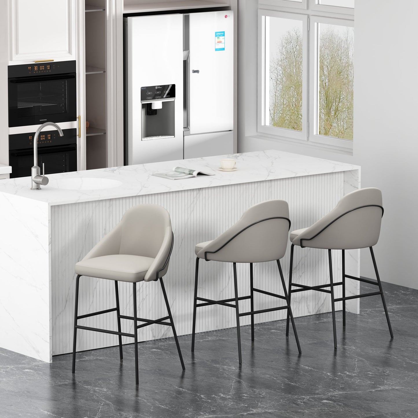 Manhattan Comfort Gracie Barstool - Set of 3
