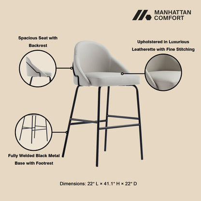 Manhattan Comfort Gracie Barstool - Set of 3