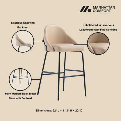 Manhattan Comfort Gracie Barstool - Set of 3