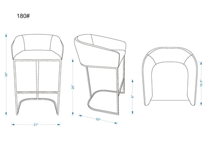 Manhattan Comfort Louvre Counter Stool  - Set of 3
