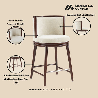 Manhattan Comfort Evalyn Counter Stool  - Set of 3
