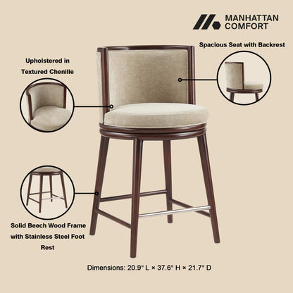 Manhattan Comfort Evalyn Counter Stool  - Set of 3