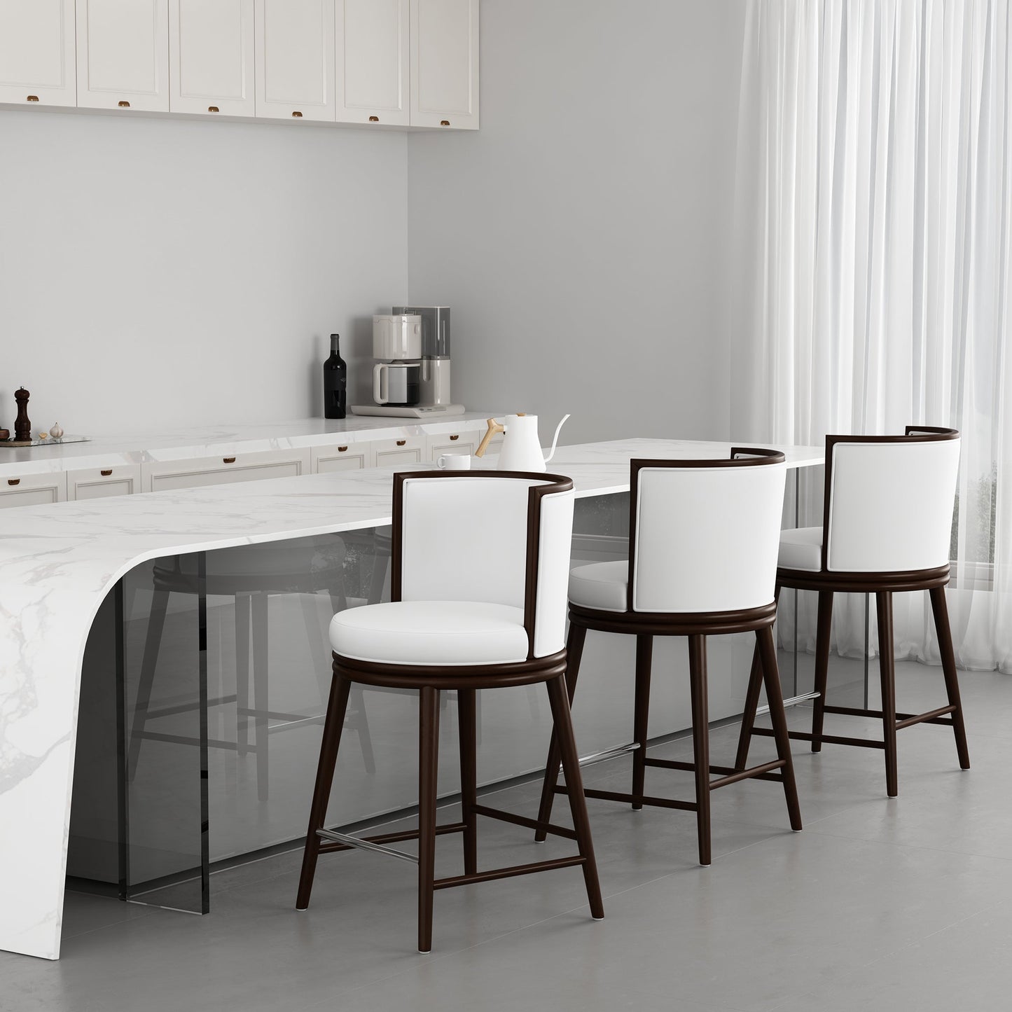 Manhattan Comfort Evalyn Counter Stool  - Set of 3