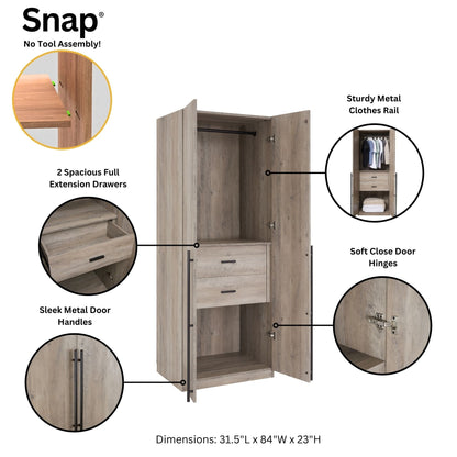 Manhattan Comfort 3-Piece Lee Wardrobe Closet 1.0, 2.0, and 3.0