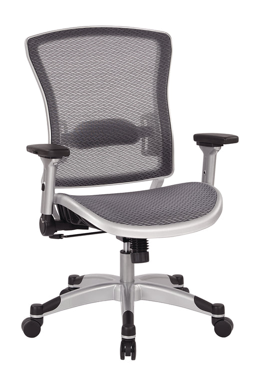 Professional Light AirGrid® Seat and Back Chair with Platinum Finish
Flip Arms and Platinum Coated Base with Black End Caps