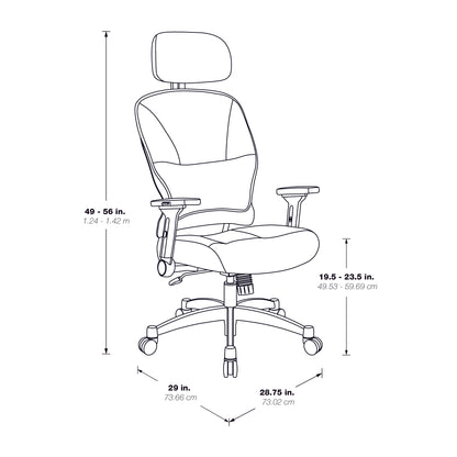 Bonded Leather Seat and Back Executive Chair with Adjustable
Headrest, 4-Way Adjustable Flip Arms and Industrial Steel Finish Base