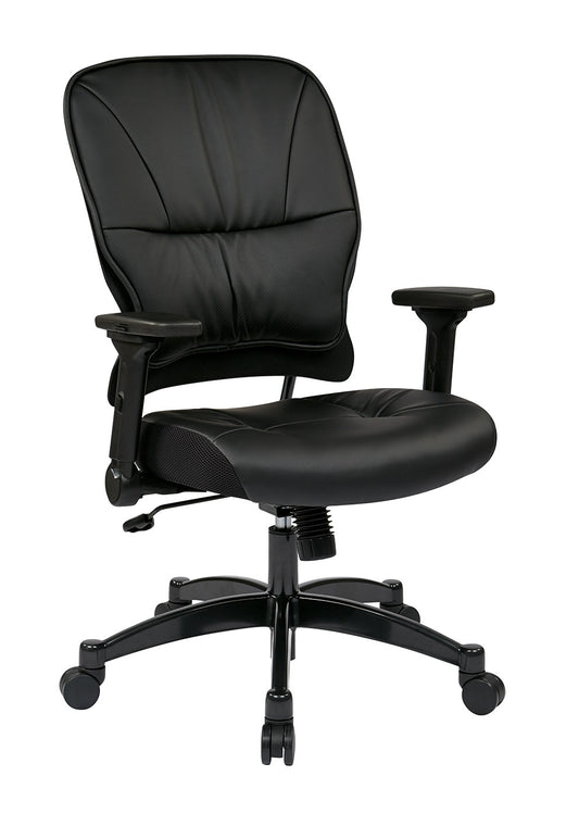 Bonded Leather Seat and Back Manager’s Chair with 4-Way Adjustable
Flip Arms and Industrial Steel Finish Base