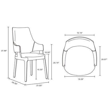 Manhattan Comfort 6-Piece Kara Dining Chair and Arm Chair