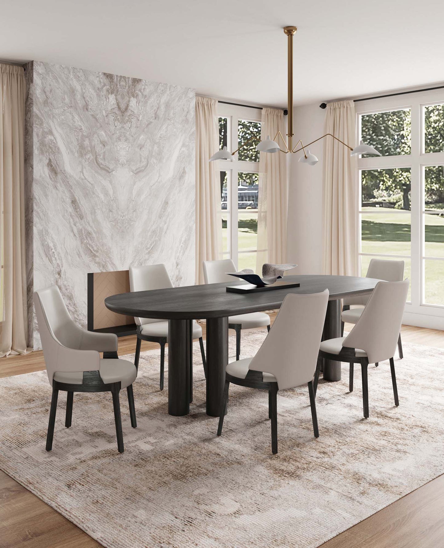 Manhattan Comfort 6-Piece Kara Dining Chair and Arm Chair