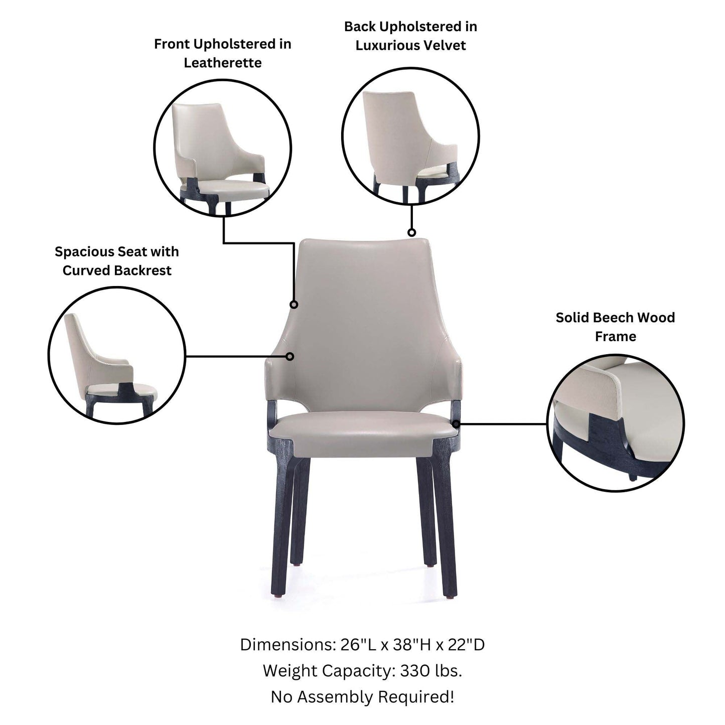 Manhattan Comfort 6-Piece Kara Dining Chair and Arm Chair