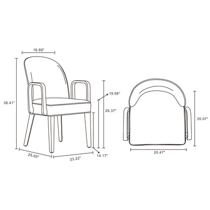 Manhattan Comfort 6-Piece Hillman Dining Chair and Arm Chair