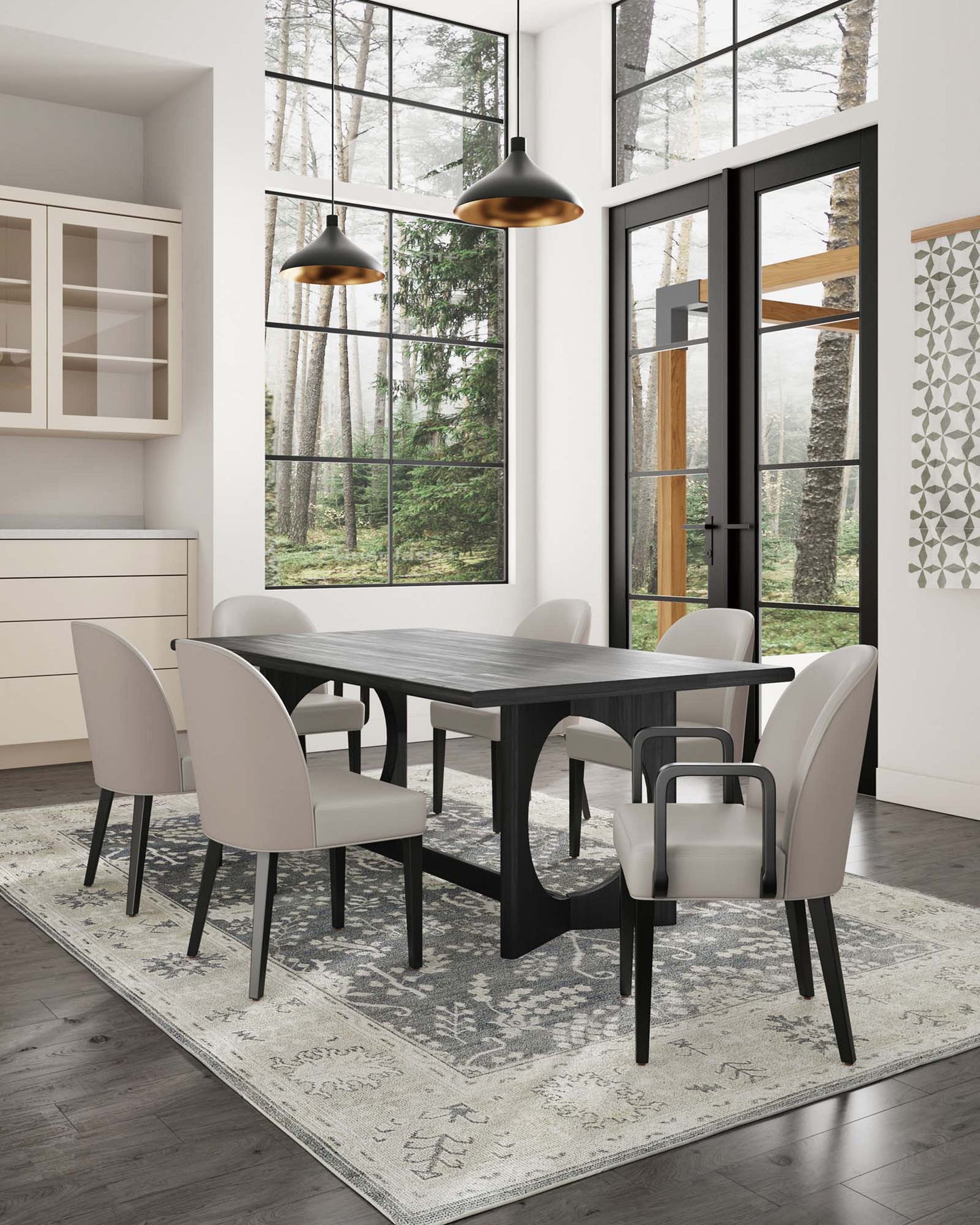 Manhattan Comfort 6-Piece Hillman Dining Chair and Arm Chair