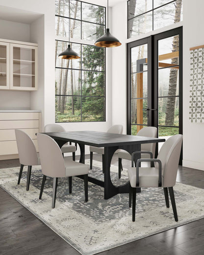 Manhattan Comfort 6-Piece Hillman Dining Chair and Arm Chair