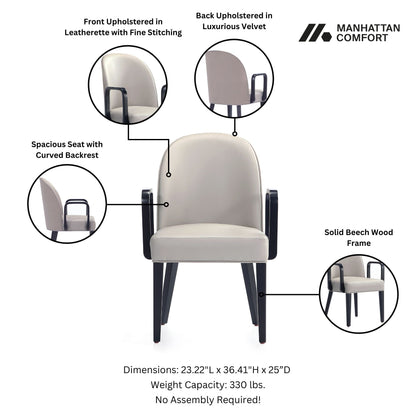 Manhattan Comfort 6-Piece Hillman Dining Chair and Arm Chair