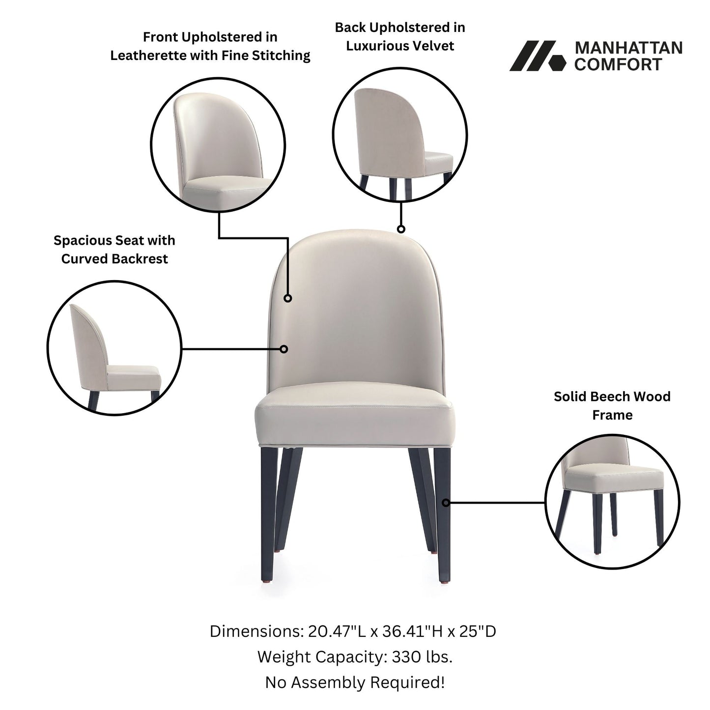 Manhattan Comfort 6-Piece Hillman Dining Chair and Arm Chair