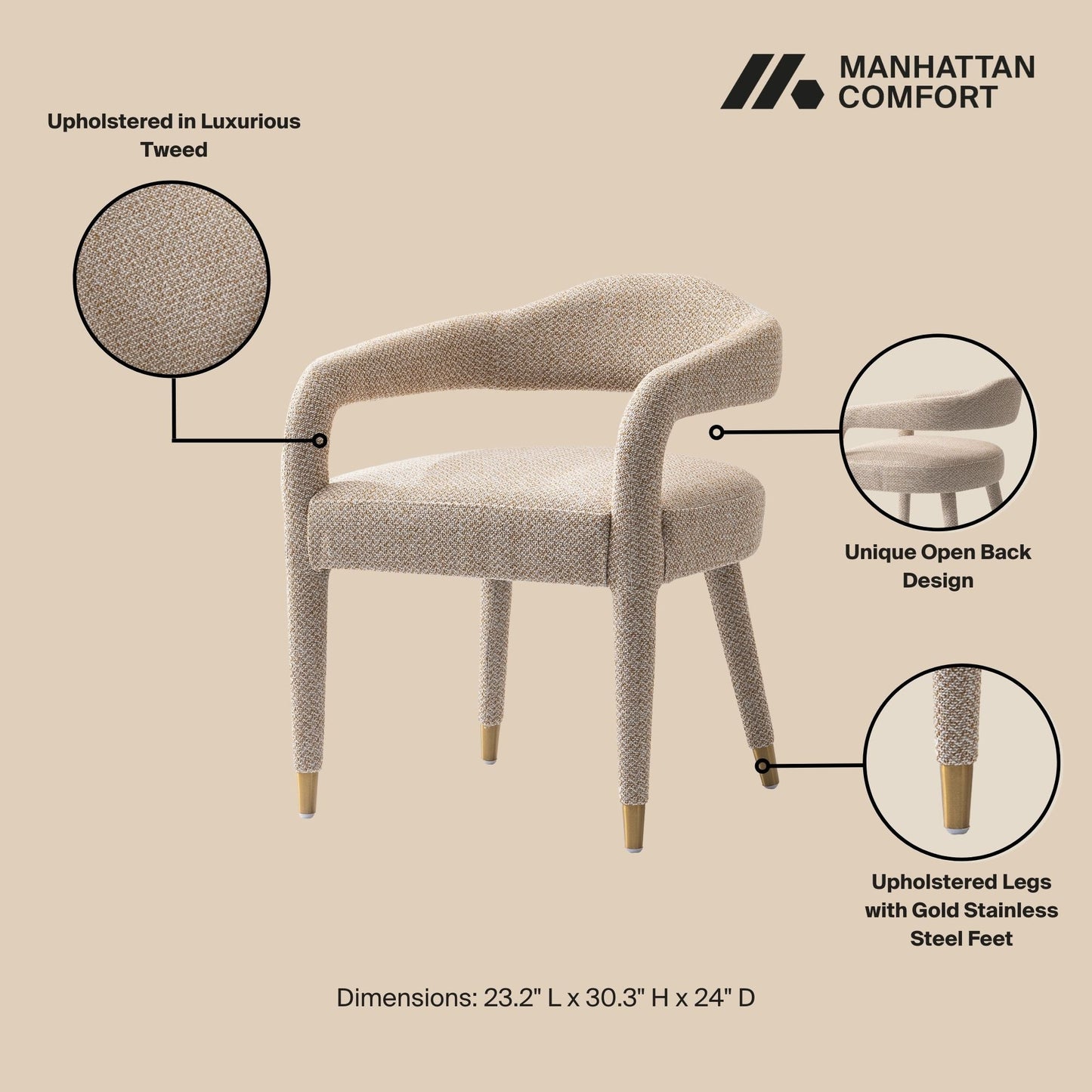 Manhattan Comfort 5-Piece Aspen and Hathaway Dining