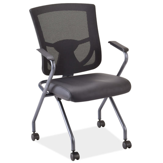 OfficeSource | CoolMesh Pro Collection | Mesh Back Nesting Chair with Antimicrobial Upholstered Seat and Titanium Frame