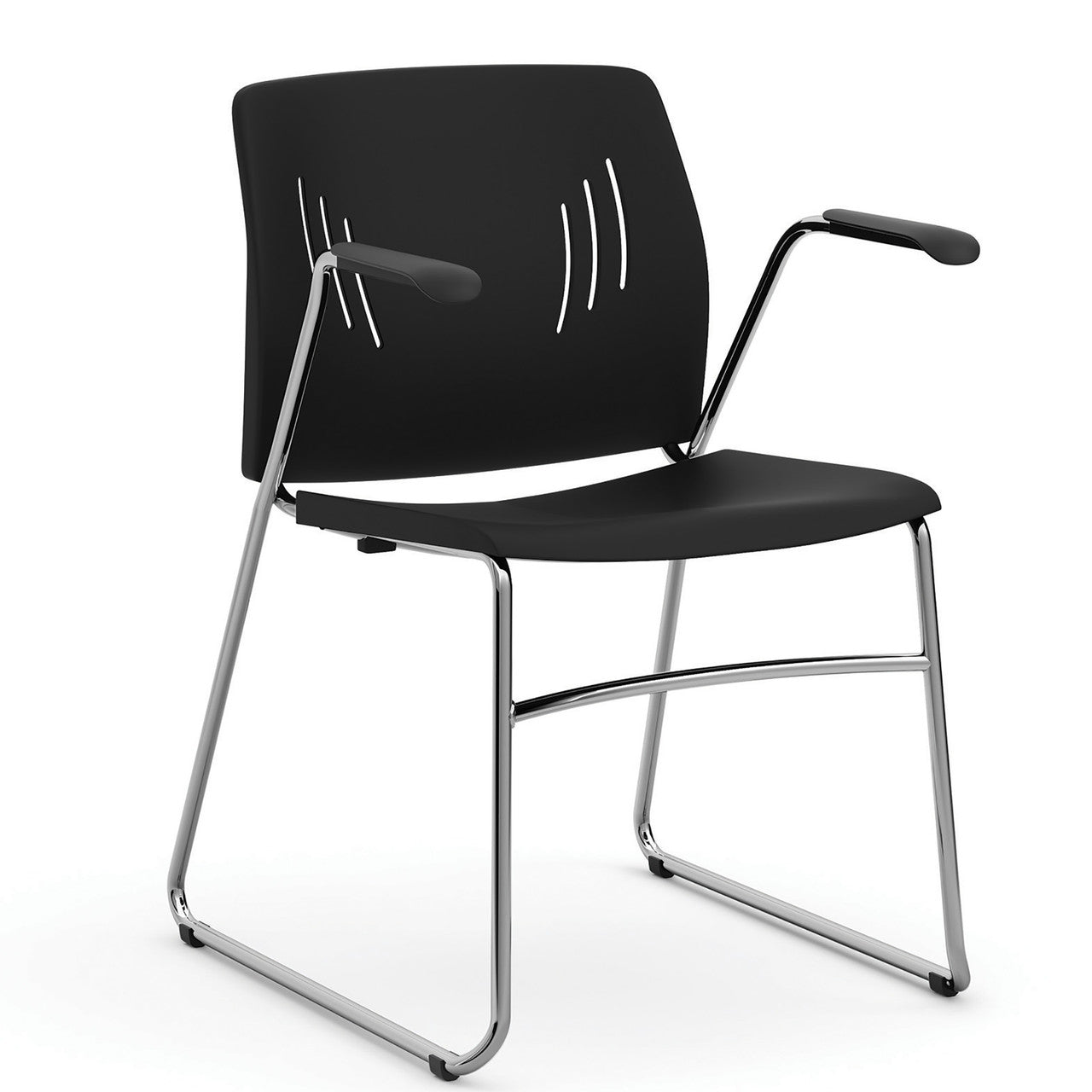 OfficeSource Stacked Seating Stackable Side Chair with Chrome Frame