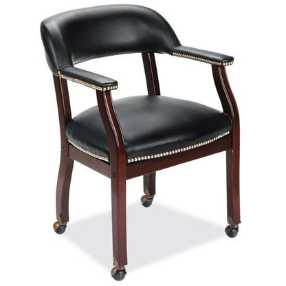 OfficeSource | Lancaster Collection | Guest Chair with Casters and Mahogany Frame