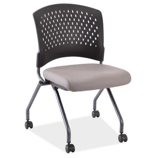 OfficeSource | Perch | Armless Nesting Chair with Casters, Titanium Frame