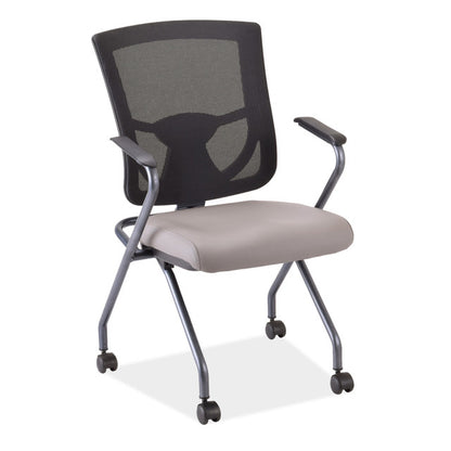 OfficeSource | CoolMesh Pro Collection | Mesh Back Nesting Chair with Antimicrobial Upholstered Seat and Titanium Frame