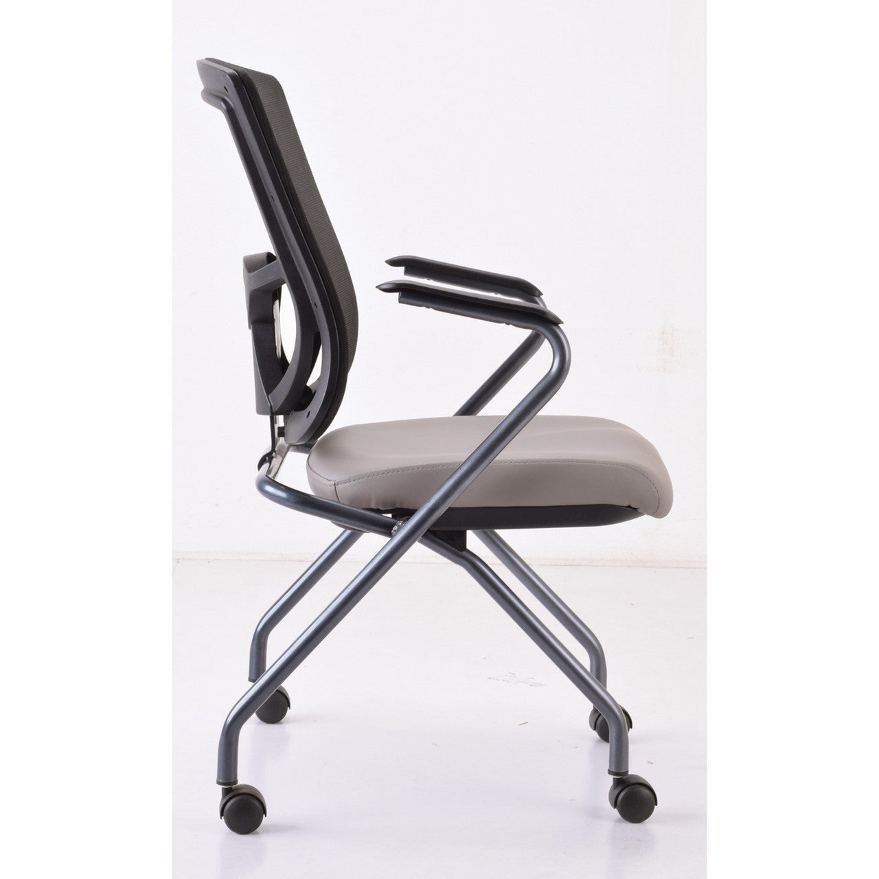 OfficeSource | CoolMesh Pro Collection | Mesh Back Nesting Chair with Antimicrobial Upholstered Seat and Titanium Frame