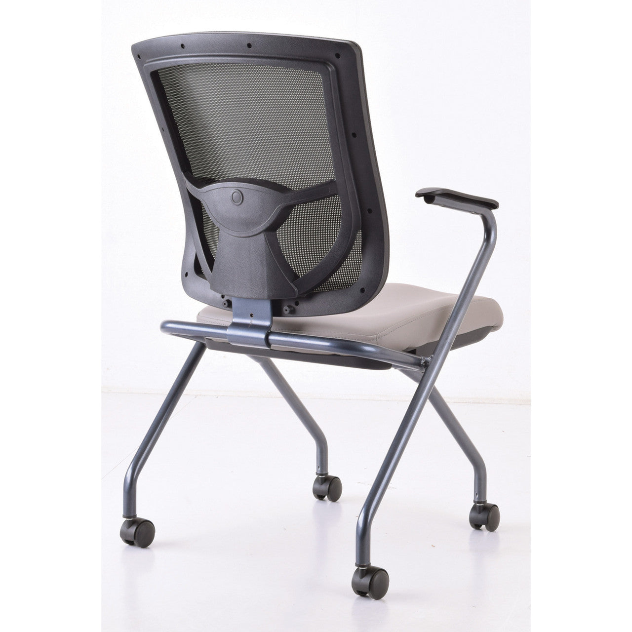 OfficeSource | CoolMesh Pro Collection | Mesh Back Nesting Chair with Antimicrobial Upholstered Seat and Titanium Frame