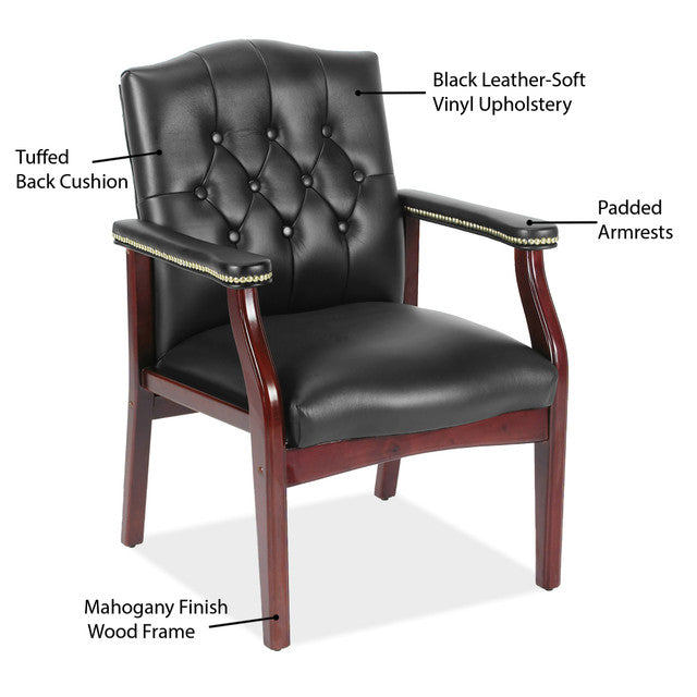 OfficeSource | Lancaster Collection | Guest Chair with Mahogany Frame - 27''D