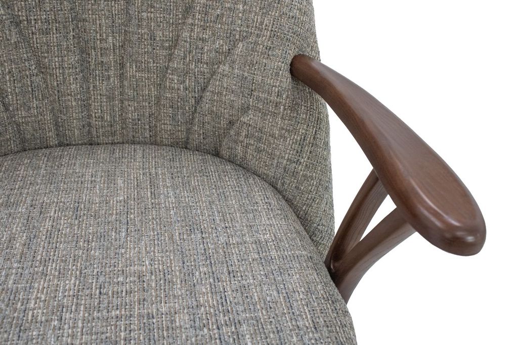 Chromcraft ZIP Ship CM127 Casual Dining Chair Caster Swivel Tilt Fabric Dinning Chair in Walnut Finish