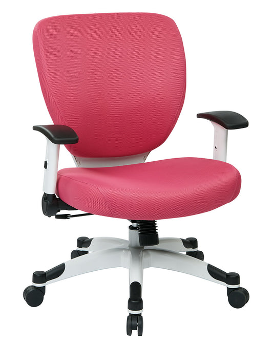 White Frame Finish Manager’s Chair with Padded Mesh Seat and Back, Height
Adjustable Flip Arms and Coated Nylon Base