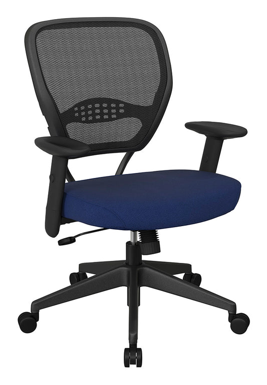 Professional Air Grid® Back Manager’s Chair with Custom Fabric Seat,
Adjustable Arms and Angled Nylon Base