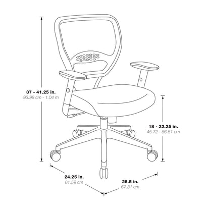 Air Grid® Back and Black Mesh Seat, Adjustable Angled Arms, Seat Slider and
Angled Nylon Base