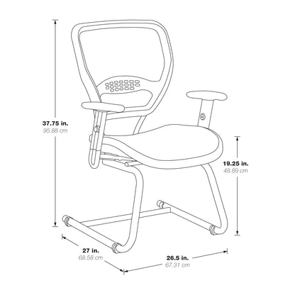 Air Grid® Seat and Back Visitor’s Chair with Adjustable Angled Arms and Sled Base