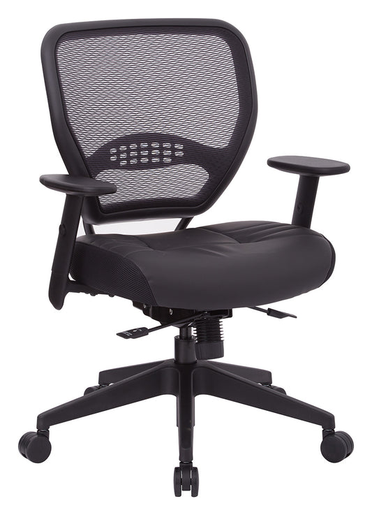 Air Grid® Back and Black Bonded Leather Seat Manager’s Chair with Adjustable
Angled Arms, Seat Slider and Angled Nylon Base