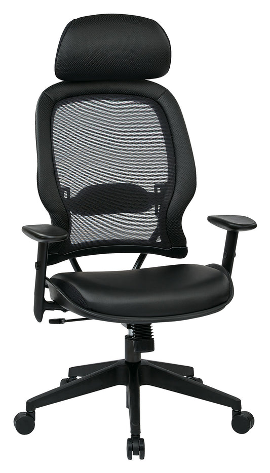 Air Grid® Back and Bonded Leather Seat Manager’s Chair with Adjustable Headrest,
Adjustable Angled Arms, Adjustable Lumbar and Angled Nylon Base