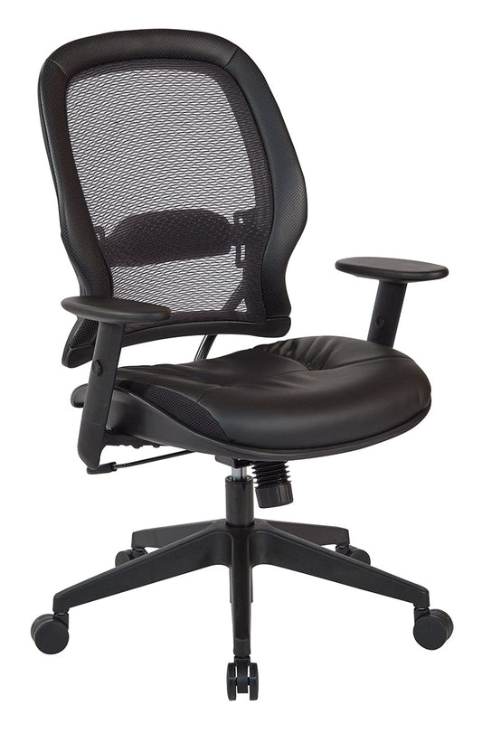 Dark Air Grid® Back and Bonded Leather Seat Manager’s Chair with Angled Adjustable
Height Arms, Adjustable Lumbar Support and Angled Nylon Base